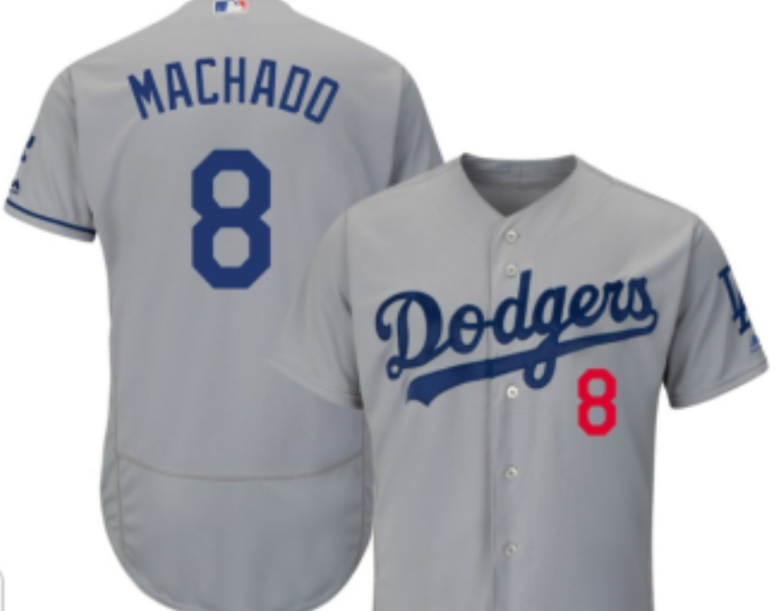 Men's Los Angeles Dodgers #8 Manny Machado Gray Flexbase Player Stitched MLB Jersey